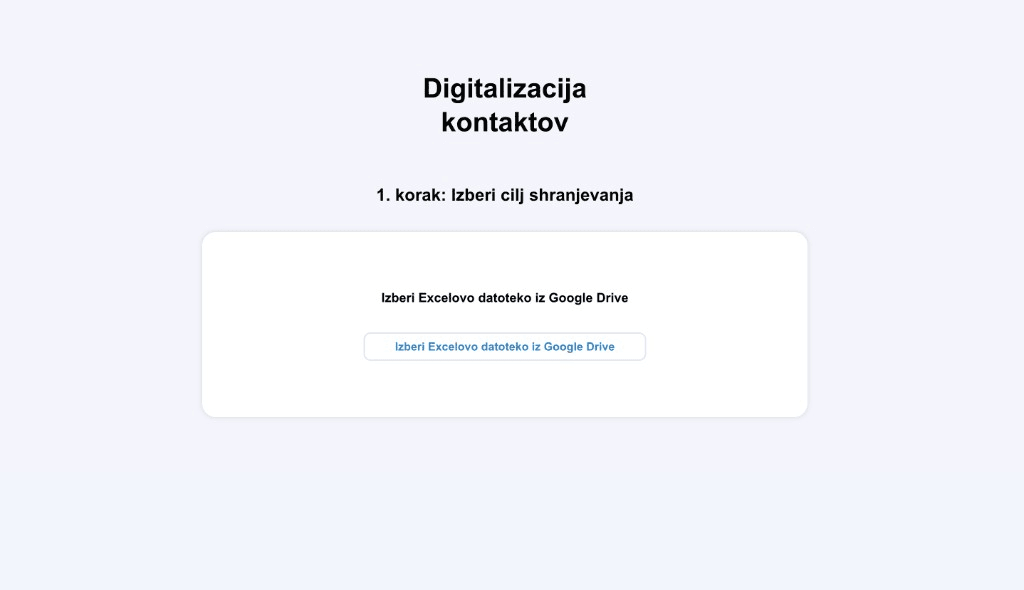 Step 1: choose Google Drive Excel destination for contacts