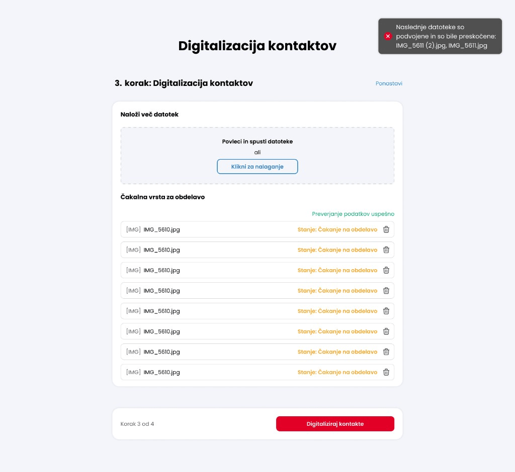Step 3: upload queue waiting for OCR processing