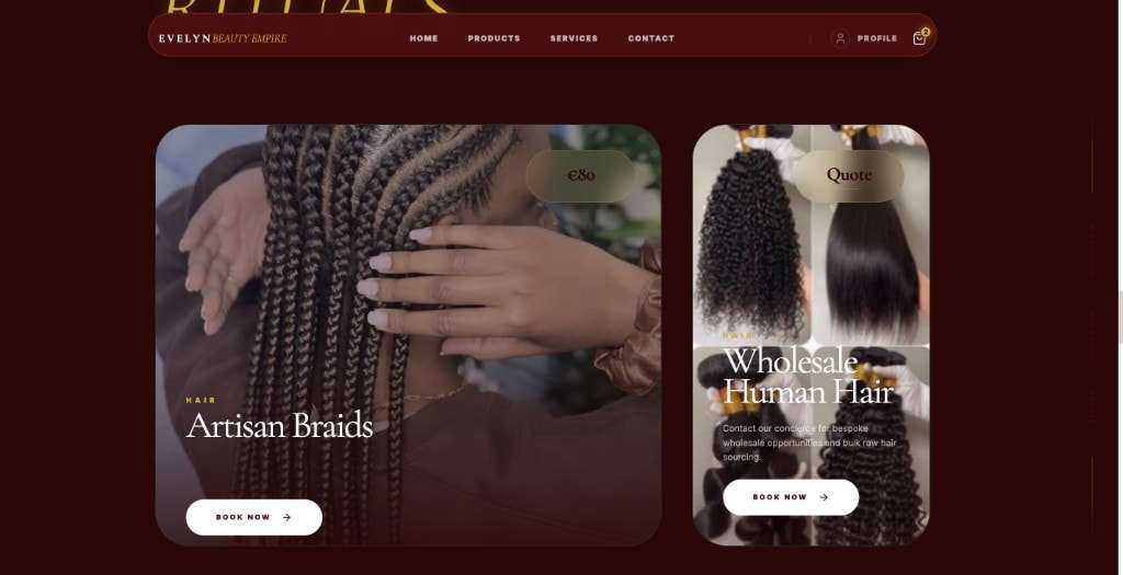 Services cards for Artisan Braids and Wholesale Human Hair